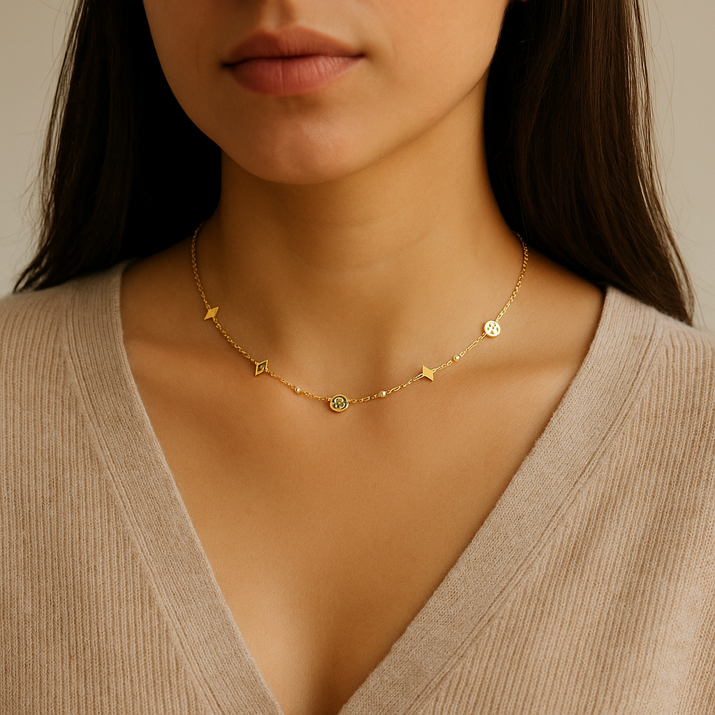 Geometric Titanium Steel 18K Gold Plated Necklaces