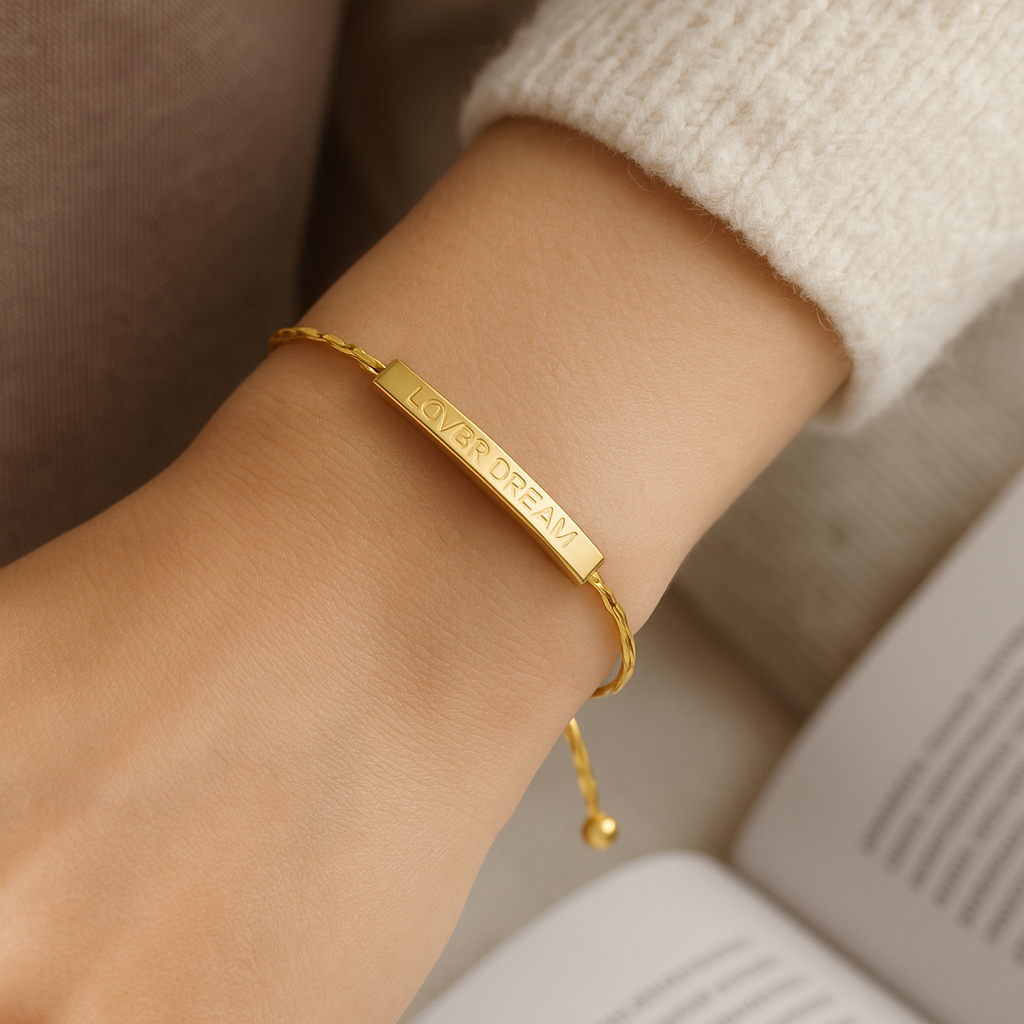 Stainless Steel 18K Gold Plated Acrylic Artificial Rhinestones letter pull Bracelets