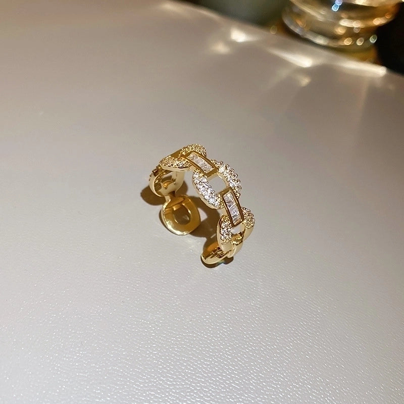 Fashion Round Shape Copper Zircon Ring Trendy Daily Wearing Ring
