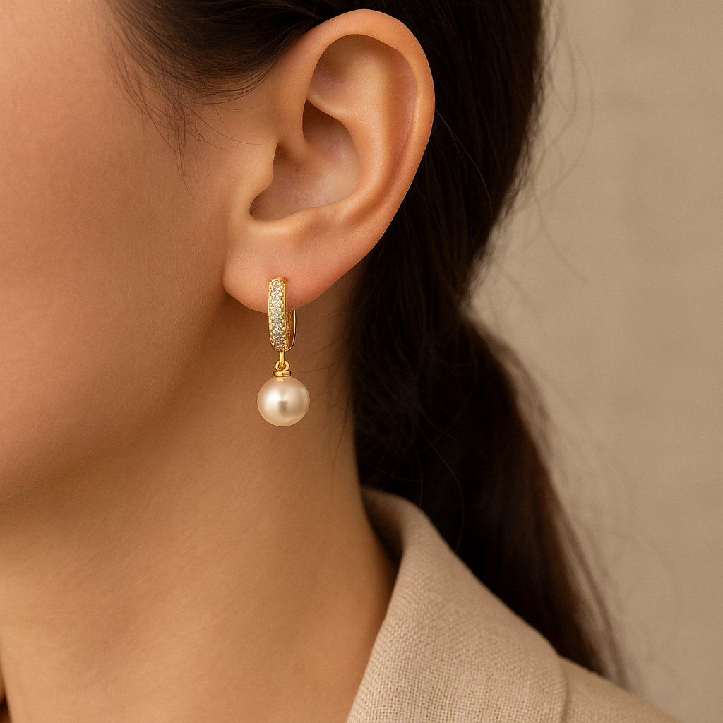 Retro Geometric Copper Inlay Zircon Drop Earrings