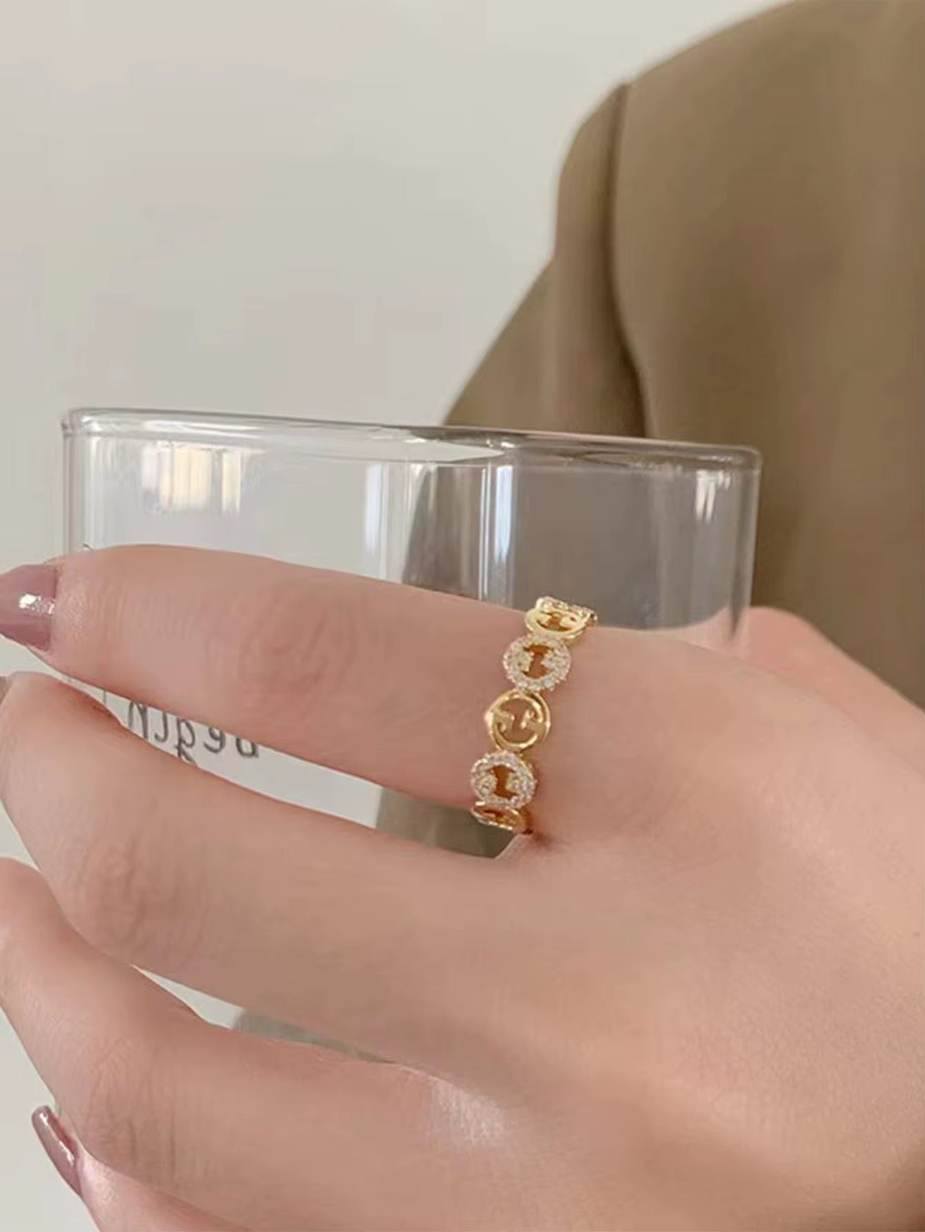 Stainless Steel Adjustable gold plated Ring
