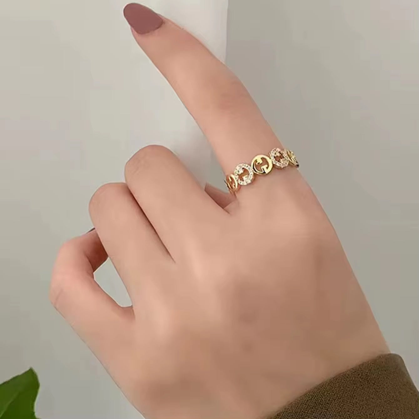 Stainless Steel Adjustable gold plated Ring