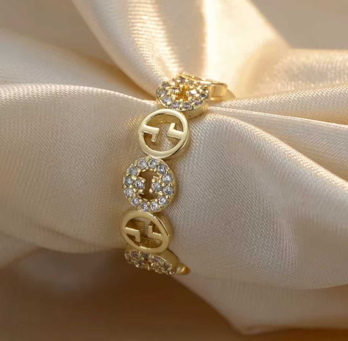 Stainless Steel Adjustable gold plated Ring