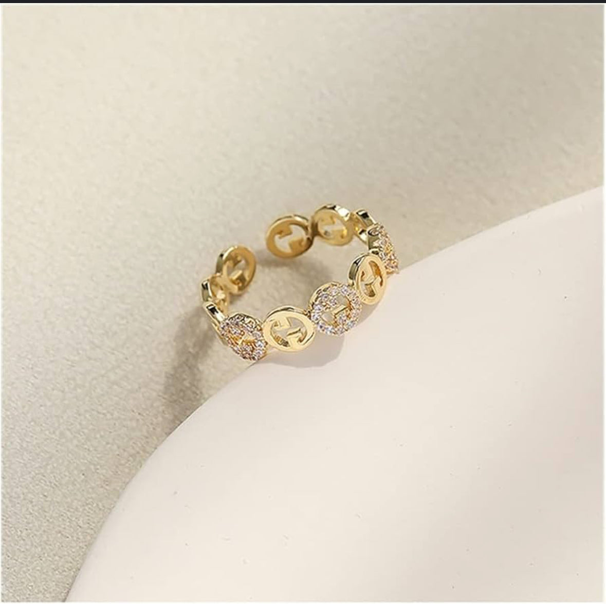Stainless Steel Adjustable gold plated Ring