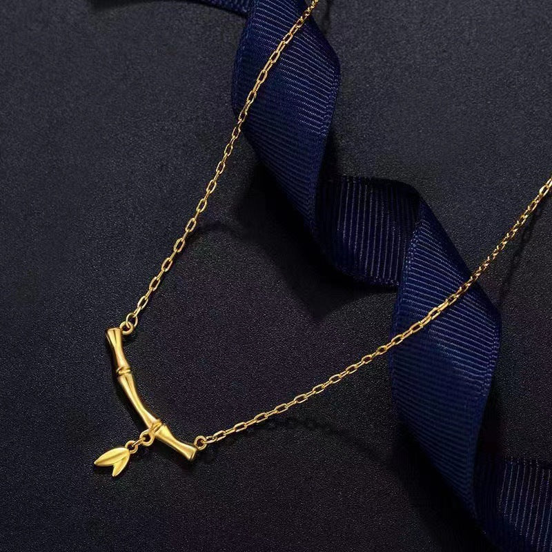 Geometric Titanium Steel 18K Gold Plated Set Necklaces high rise bamboo joint bracelet