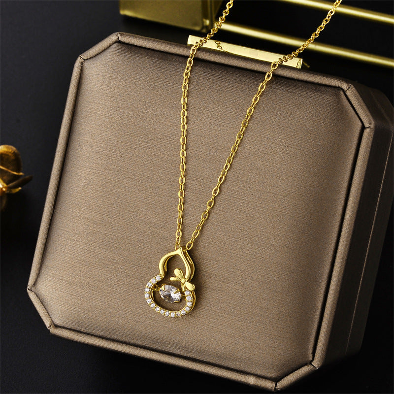 Geometric Titanium Steel 18K Gold Plated Necklace Flexible Gourd