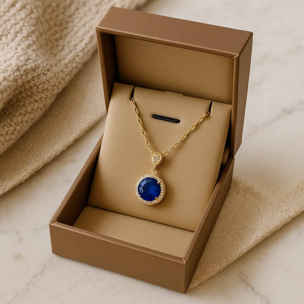 Blue Titanium Steel Chain Copper Snake Pendant Necklace