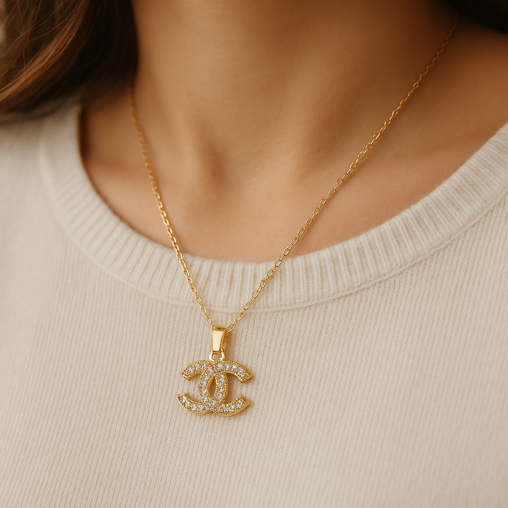 Geometric Titanium Steel 18K Gold Plated Necklace Xiaoxiangfeng CC