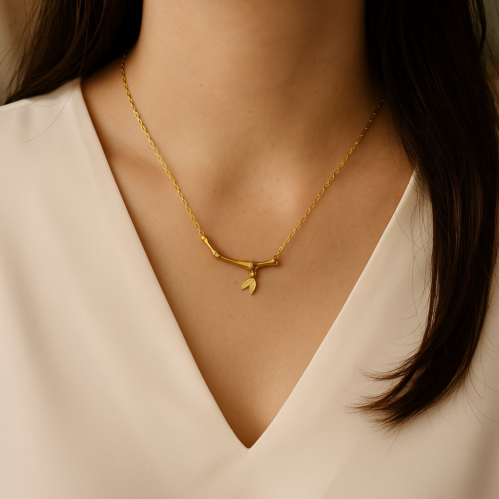 Geometric Titanium Steel 18K Gold Plated Set Necklaces high rise bamboo joint bracelet