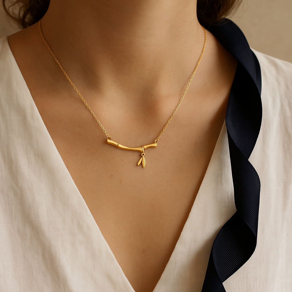 Geometric Titanium Steel 18K Gold Plated Set Necklaces high rise bamboo joint bracelet
