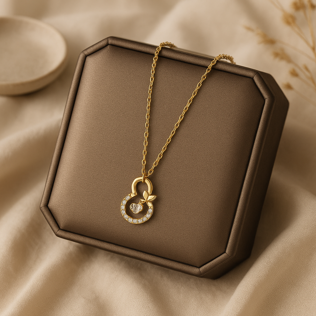 Geometric Titanium Steel 18K Gold Plated Necklace Flexible Gourd
