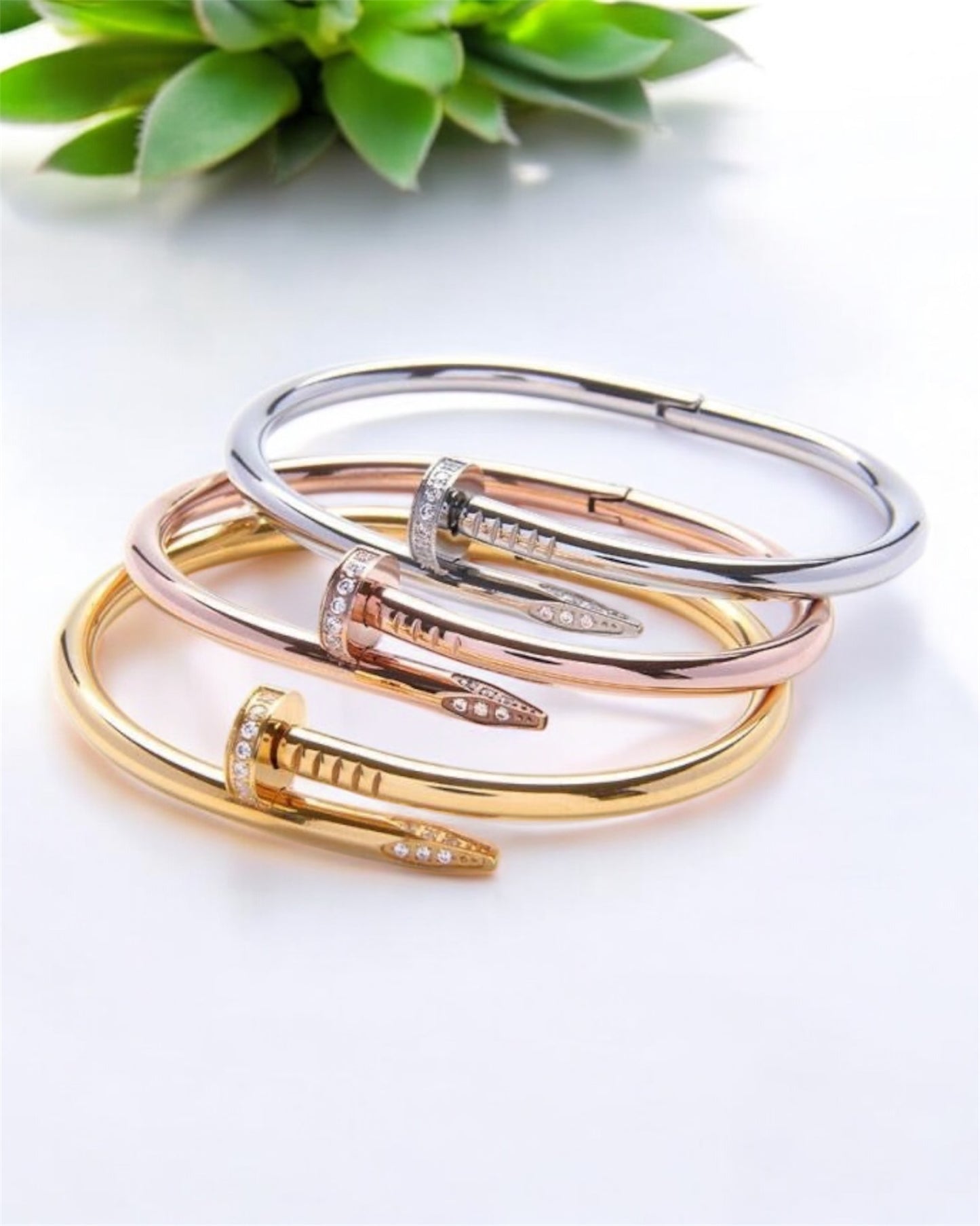 Moderate Luxury Stainless Steel 18K Gold Plated Bangles