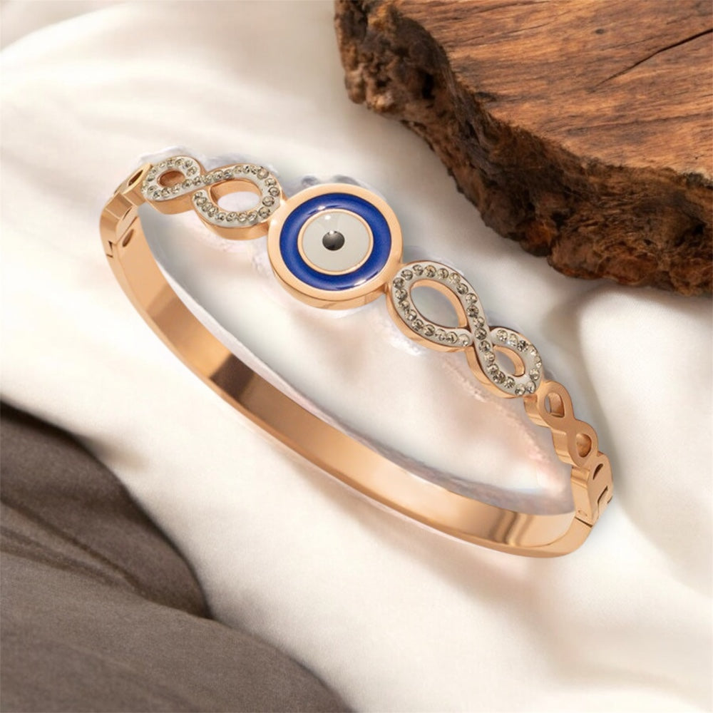Round Devil’s Eye Bangle – 18K Gold Plated Titanium Steel