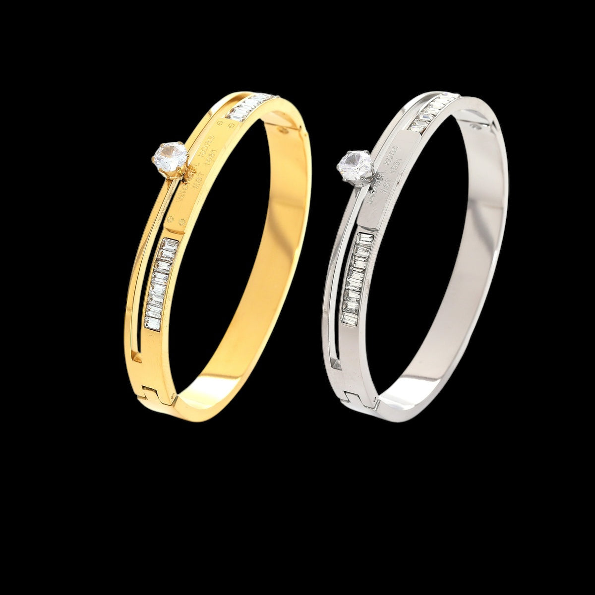 Star Titanium Steel 18K Gold Plated Bangles