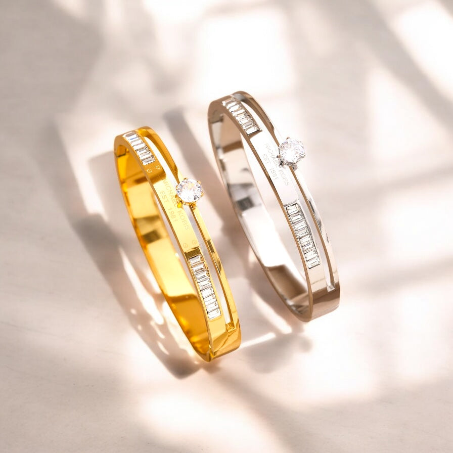 Star Titanium Steel 18K Gold Plated Bangles