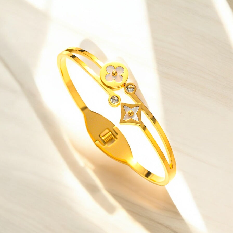 Natural Titanium Steel 18K Gold Plated Bangles