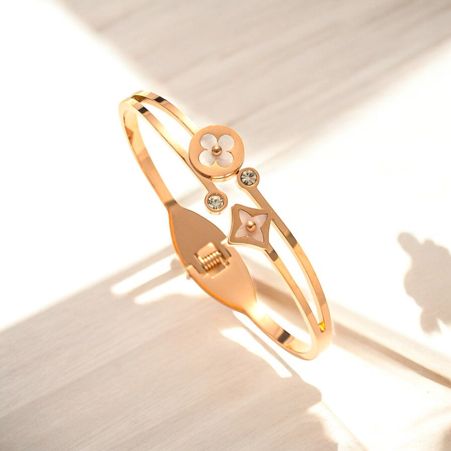 Natural Titanium Steel 18K Gold Plated Bangles