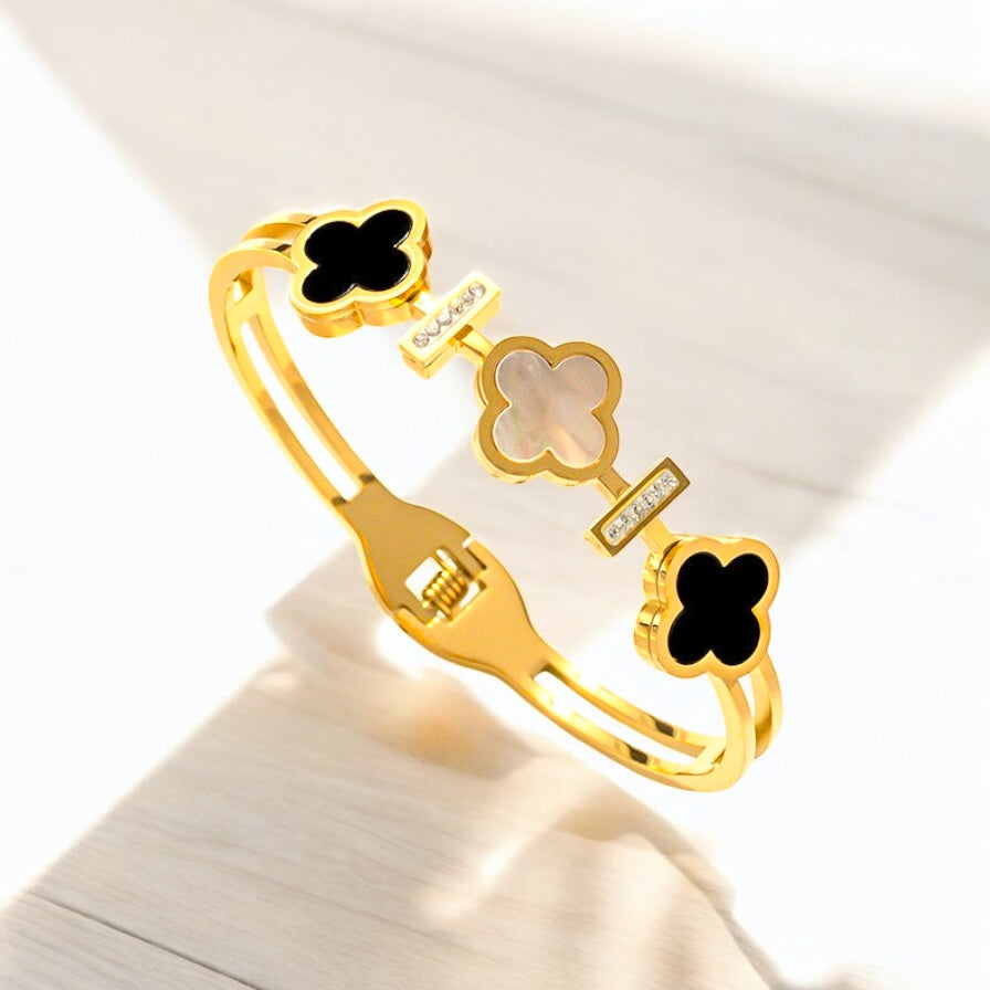 Natural Titanium Steel 18K Gold Plated Bangles