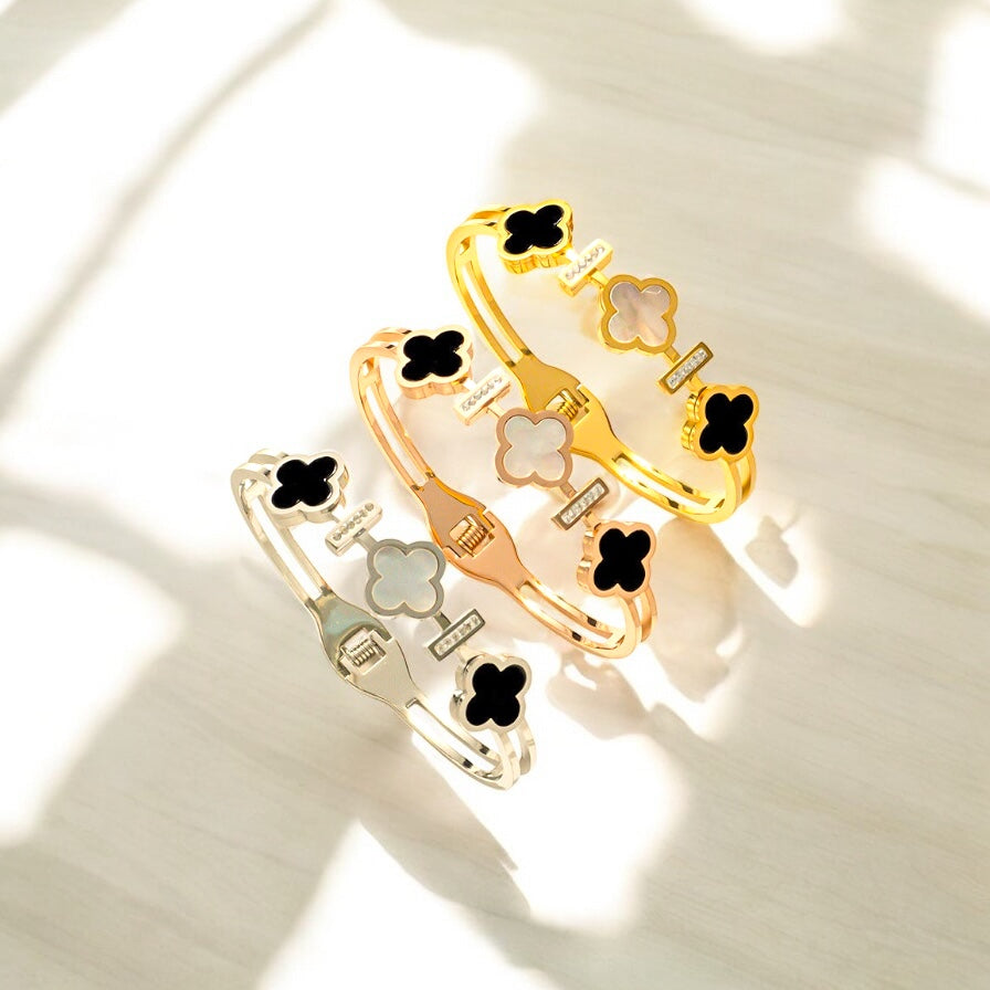 Natural Titanium Steel 18K Gold Plated Bangles