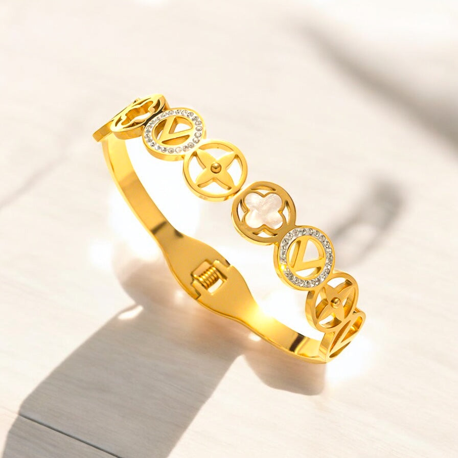 Letter Bangle – 18K Gold Plated Titanium Steel