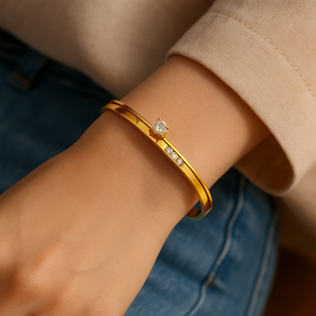 Star Titanium Steel 18K Gold Plated Bangles