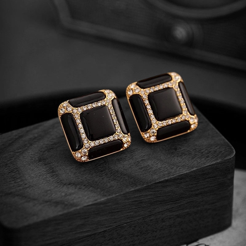 1 Pair IG Style Minimalist Classic Style Asymmetrical Round Square Plating Inlay Copper Zircon Gold Plated Drop Earrings Ear Stubs