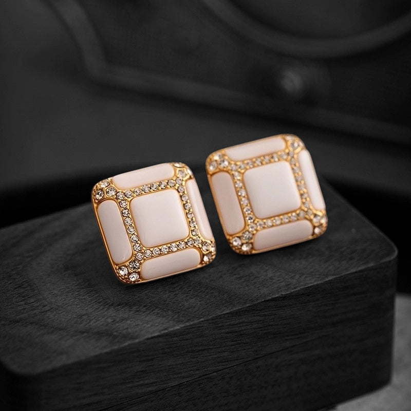 1 Pair IG Style Minimalist Classic Style Asymmetrical Round Square Plating Inlay Copper Zircon Gold Plated Drop Earrings Ear Stubs