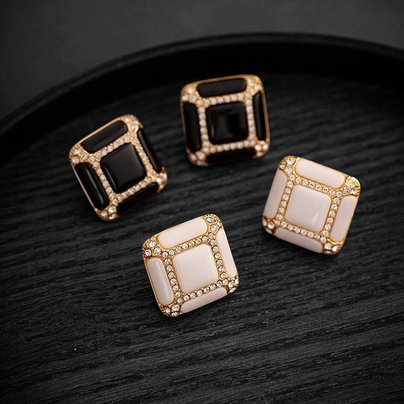 1 Pair IG Style Minimalist Classic Style Asymmetrical Round Square Plating Inlay Copper Zircon Gold Plated Drop Earrings Ear Stubs