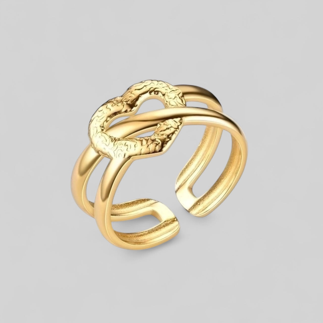 Round Shape Titanium Steel 18K Gold Plated Ring