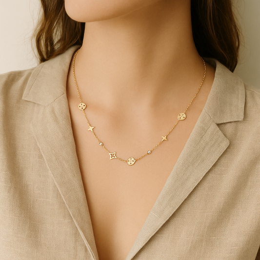 Geometric Titanium Steel 18K Gold Plated Necklaces