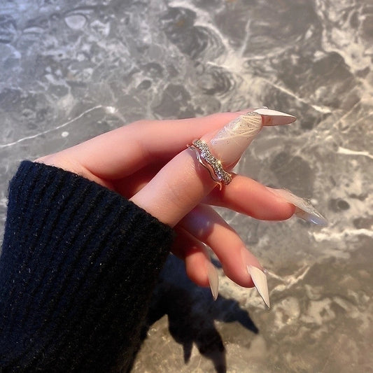 Fashion Round Shape Copper Zircon Ring Trendy Daily Wearing Ring