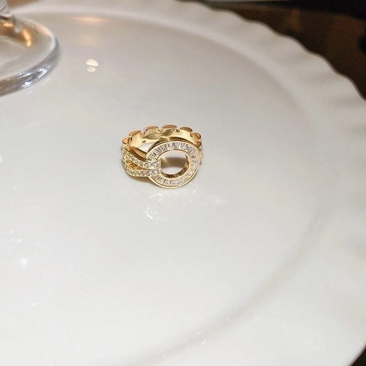 Luxury Shiny Adjustable Gold Zircon Ring