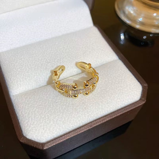 Fashion Round Shape Copper Zircon Ring Trendy Daily Wearing Ring