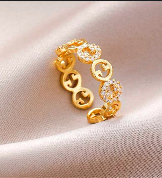 Stainless Steel Adjustable gold plated Ring