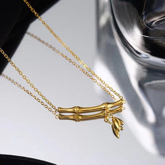 Geometric Titanium Steel 18K Gold Plated Set Necklaces high rise bamboo joint bracelet