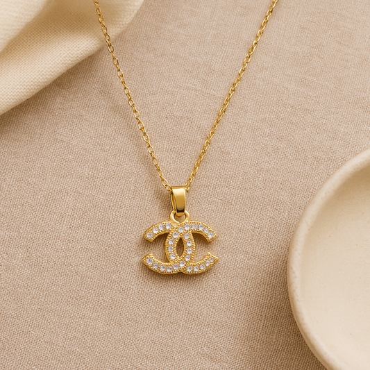 Geometric Titanium Steel 18K Gold Plated Necklace Xiaoxiangfeng CC