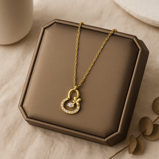 Geometric Titanium Steel 18K Gold Plated Necklace Flexible Gourd