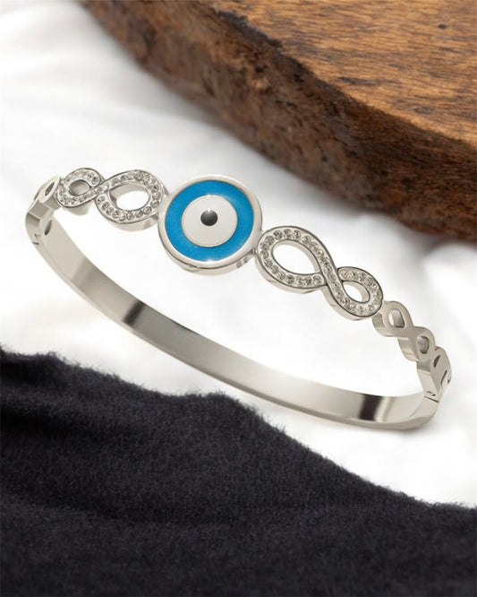 Round Devil’s Eye Bangle – 18K Gold Plated Titanium Steel