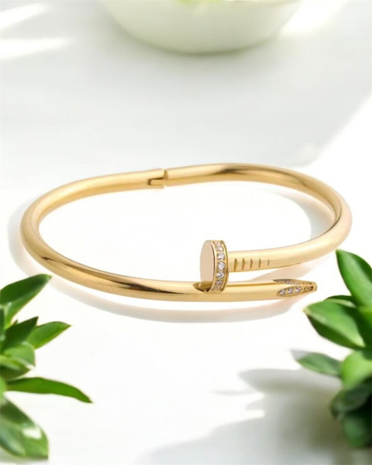 Moderate Luxury Stainless Steel 18K Gold Plated Bangles