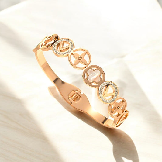 Letter Bangle – 18K Gold Plated Titanium Steel