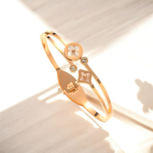 Natural Titanium Steel 18K Gold Plated Bangles