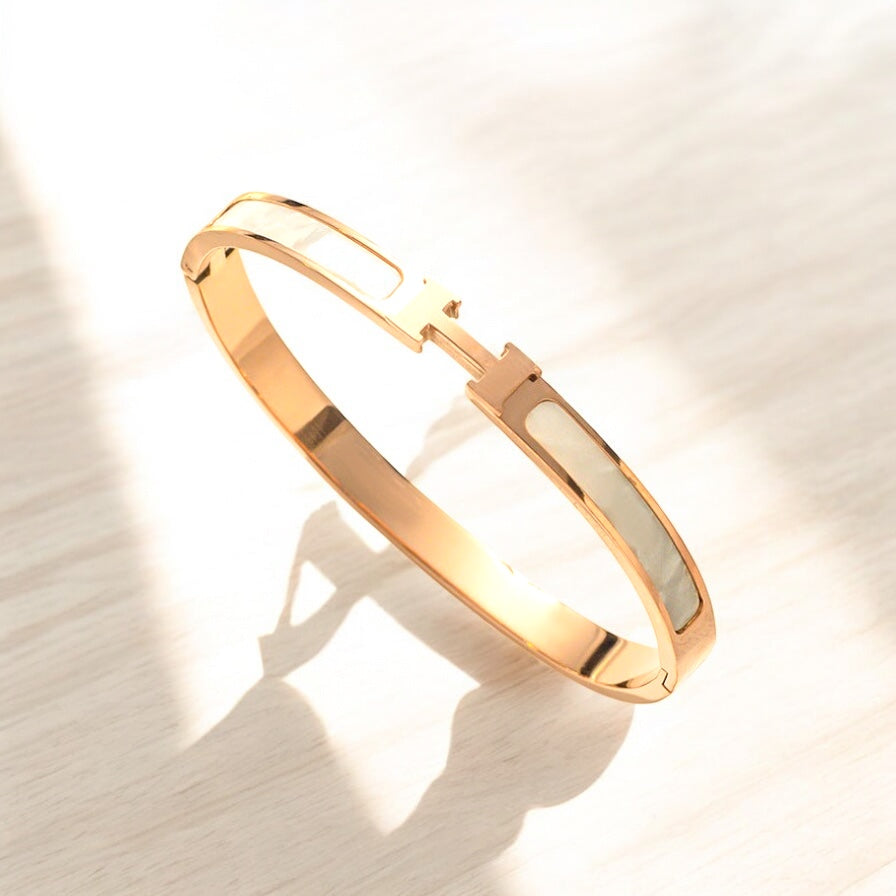Natural Titanium Steel 18K Gold Plated Bangles
