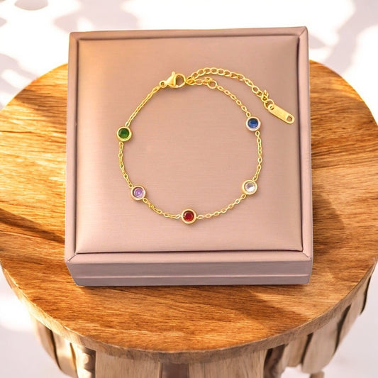 Stainless Steel 18K Gold Plated Acrylic Artificial Rhinestones Bracelets