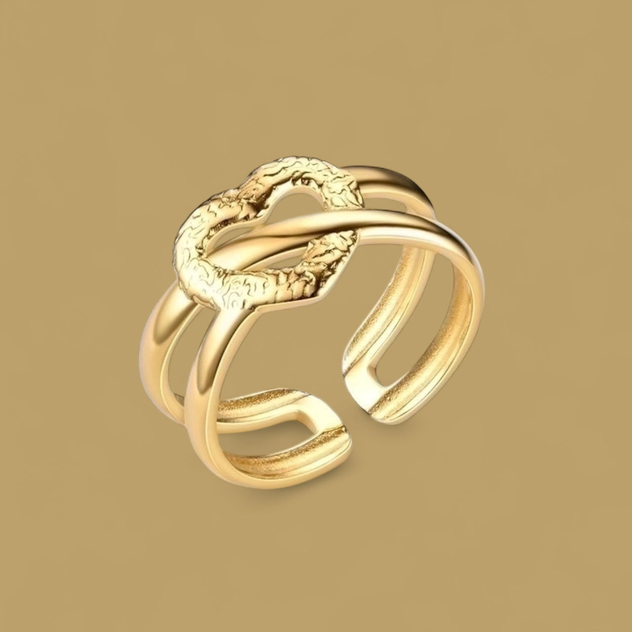 Round Shape Titanium Steel 18K Gold Plated Ring