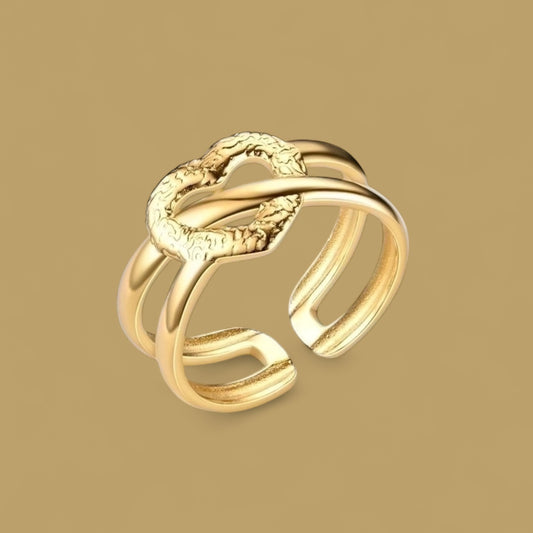 Round Shape Titanium Steel 18K Gold Plated Ring