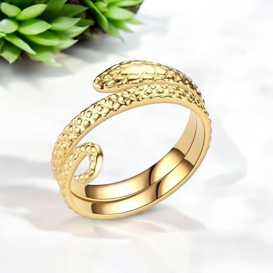 Snake Titanium Steel 18K Gold Plated Plating Ring